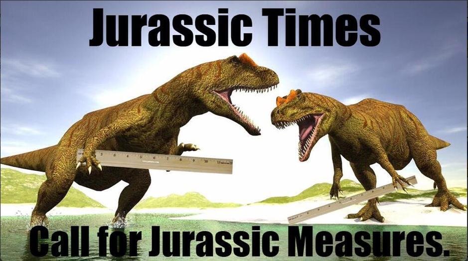 Colossal metrics, dinosaurs with giant rulers.
