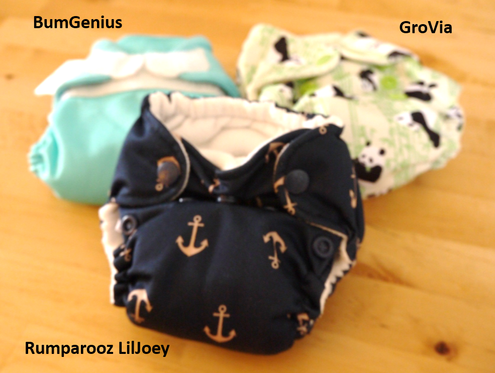 Examples of an All-In-One (AIO) cloth diaper.