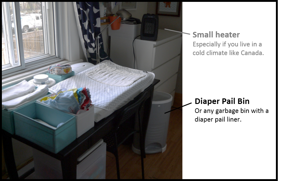 View of my baby's diaper change station.