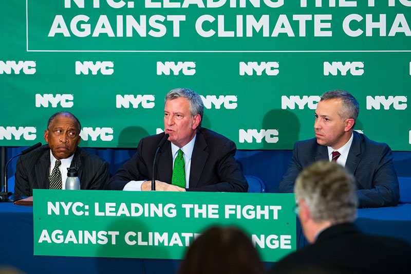 Mayor De Blasio commits to climate action.