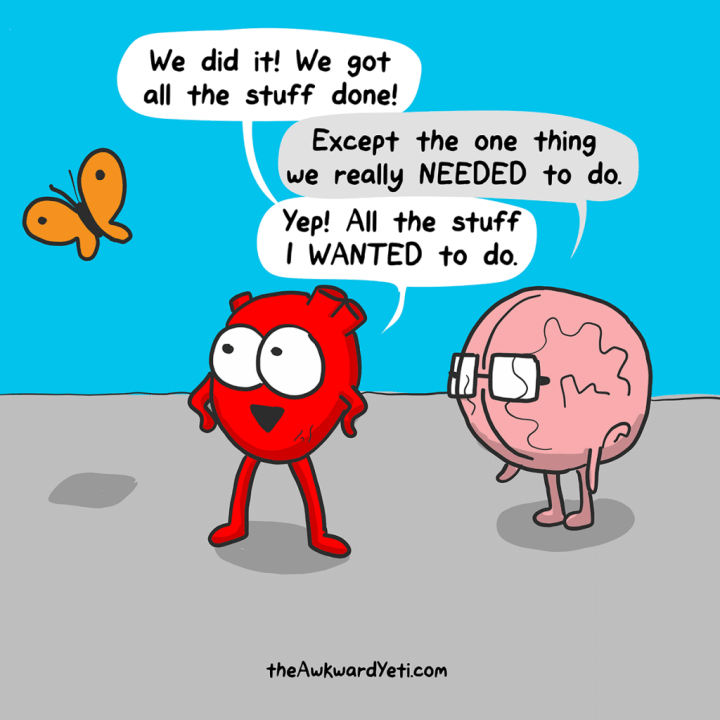 Heart and Brain Productivity Comic.
