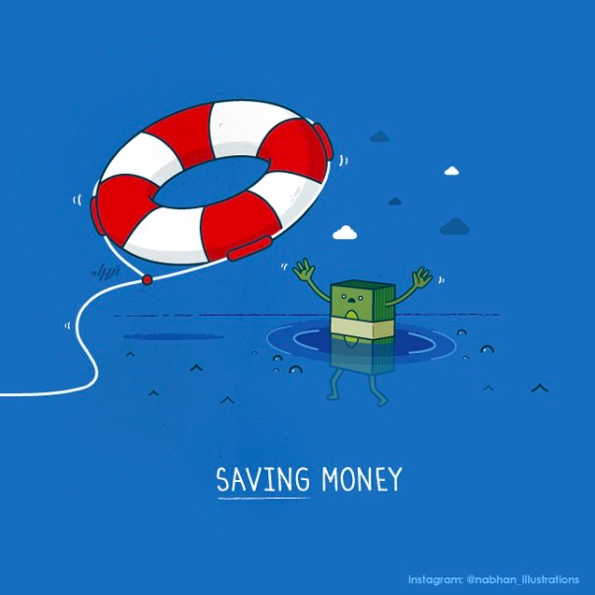saving money cartoon