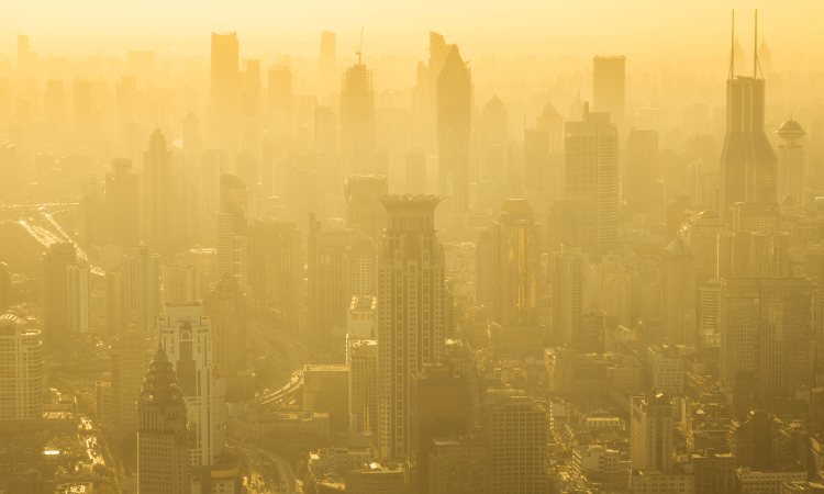 The murky view from Shanghai's Huangpu District, China.