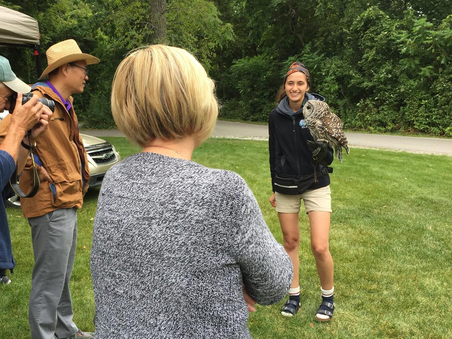 Adriana and Mowat the Barred Owl.