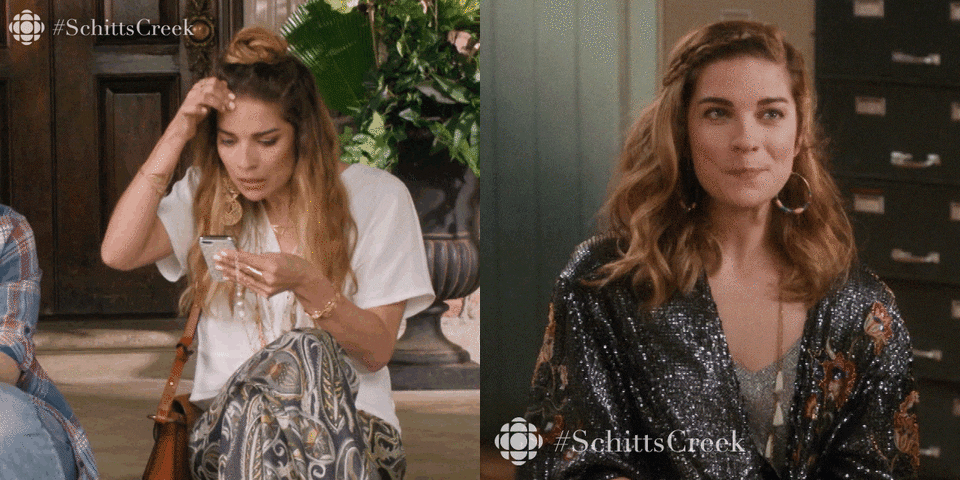 From lost to confident - Annie Murphy gif.