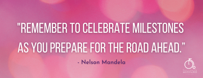 Nelson Mandela quote, "Remember to celebrate milestones as you prepare for the road ahead.”