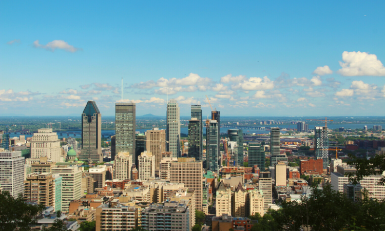 View of Downtown Montreal, host city of the Canadian Grand Prix.
